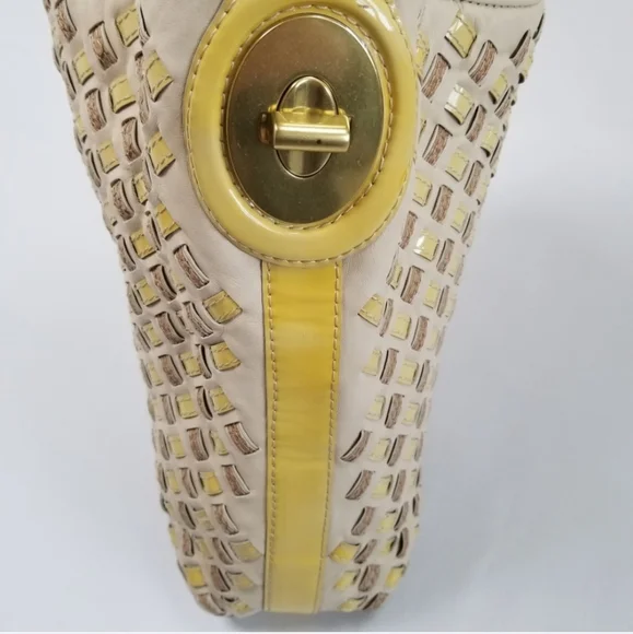 COACH LE PEYTON WOVEN LEATHER LG SHOULDER BAG Rare! - Picture 8 of 15